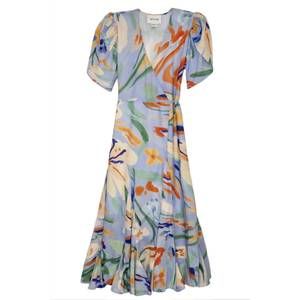Floral Midi Dress in Blue by Ganni